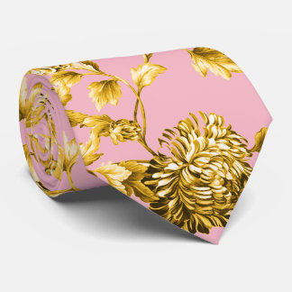 Gravata Casamento Floral de Dahlias Rosa e Dourada