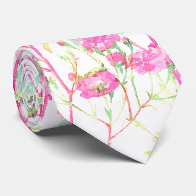 Gravata Casamento Floral de Rosa Rosa-Rosa Elegante (Rolled)