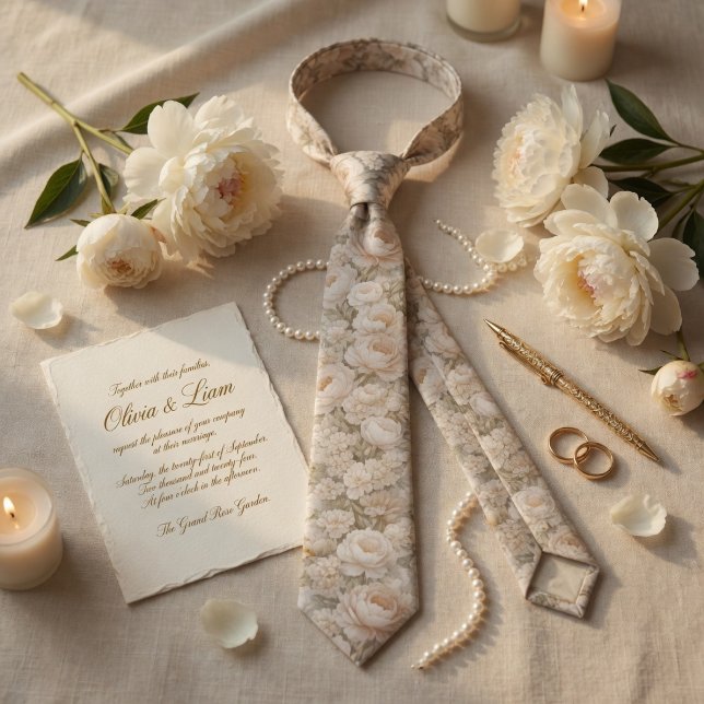 Gravata Casamento Floral Marfim Champanhe (Criador carregado)
