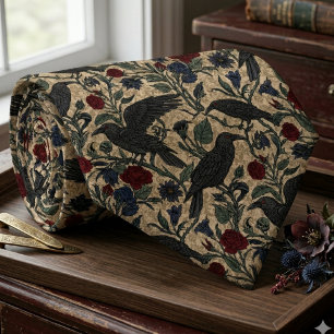 Gravata Casamento Floral Vintage Corvo Gótico