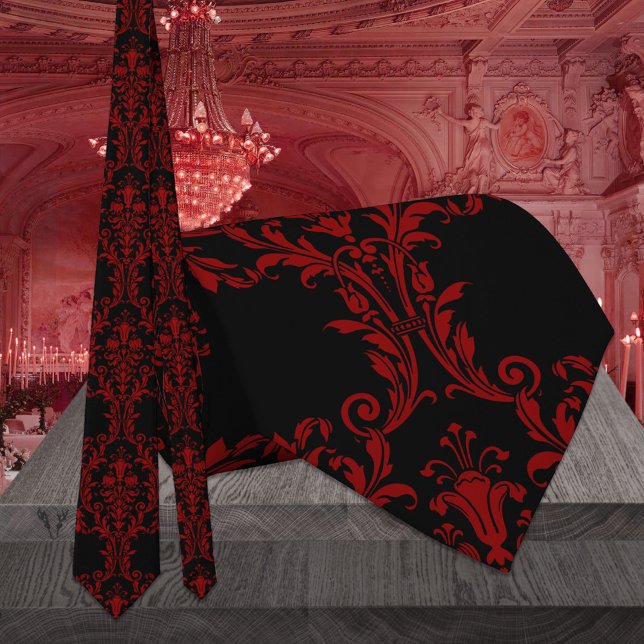 Gravata Casamento Gothic Red Acanthus Leaf (Criador carregado)