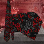 Gravata Casamento Gótico com Damasco Vermelho e Preto<br><div class="desc">Uma gravata gótica vermelha e negra do pescoço com damasco floral misturado com flores de cinza e preto. Faz uma gravata perfeita para o noivo e padrinhos de casamento.</div>