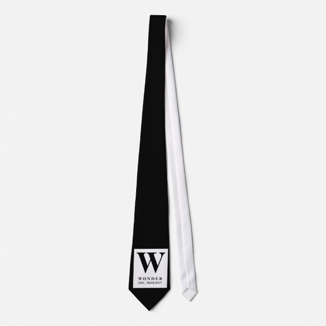 Gravata Casamento minimalista preto Simples e Claro (Frente)