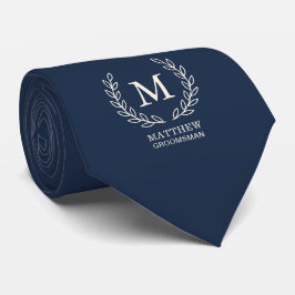 Gravata Casamento Monograma Elegante Azul Marinho para Pad