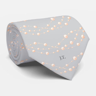Gravata Casamento Neutro de Pérola Romântica Pearl Moderna