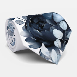 Gravata Casamento no Jardim Azul Naval Branco Peônia Eucal