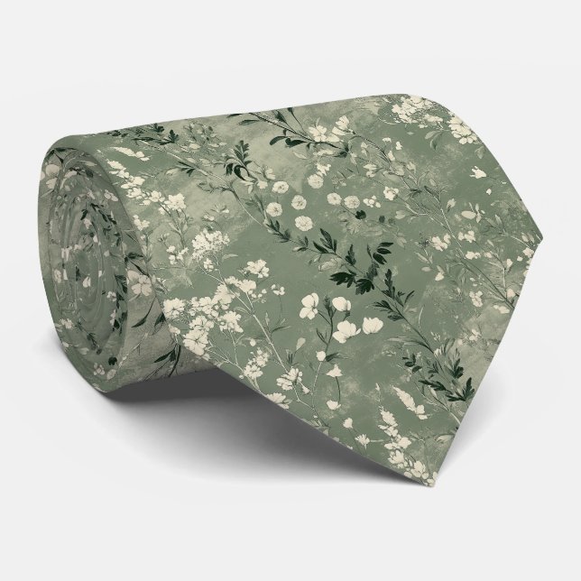 Gravata Casamento Personalizado de Moody Sage Green (Rolled)