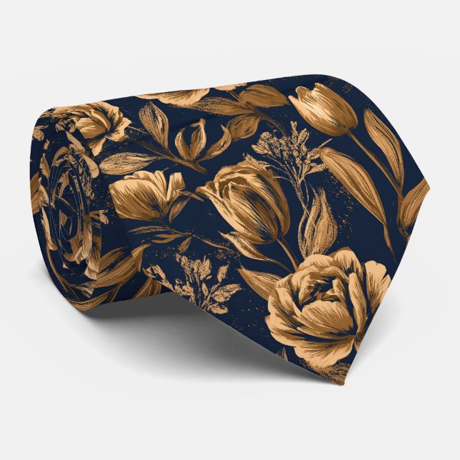 Gravata Casamento Simples com Padrão de Tulipa para Padrin (Rolled)