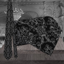 Gravata Casamento tema damasco Floral de Contorno Preto e 