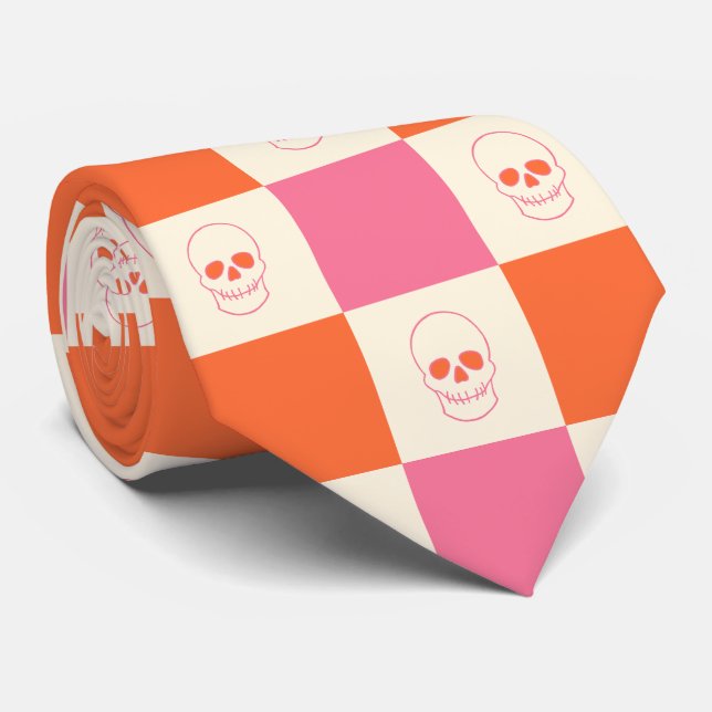 Gravata Cascas da Desktop Board em rosa, laranja e creme (Rolled)