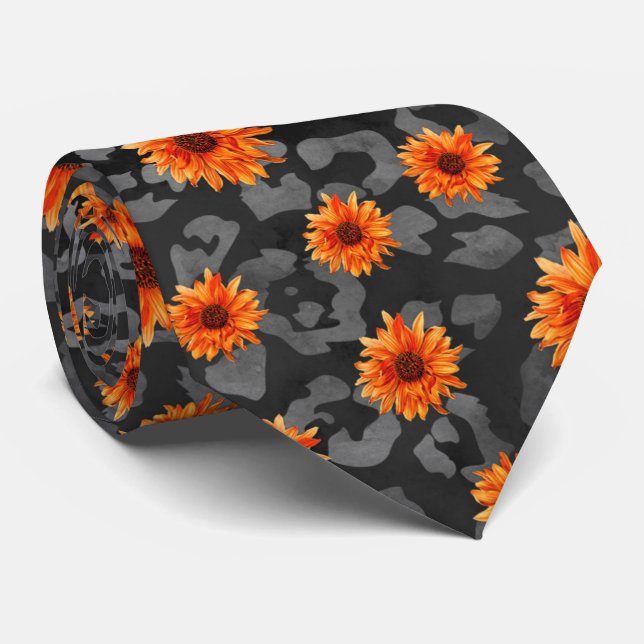 Gravata Cascas de laranja e de girassol, Design 4 (Rolled)