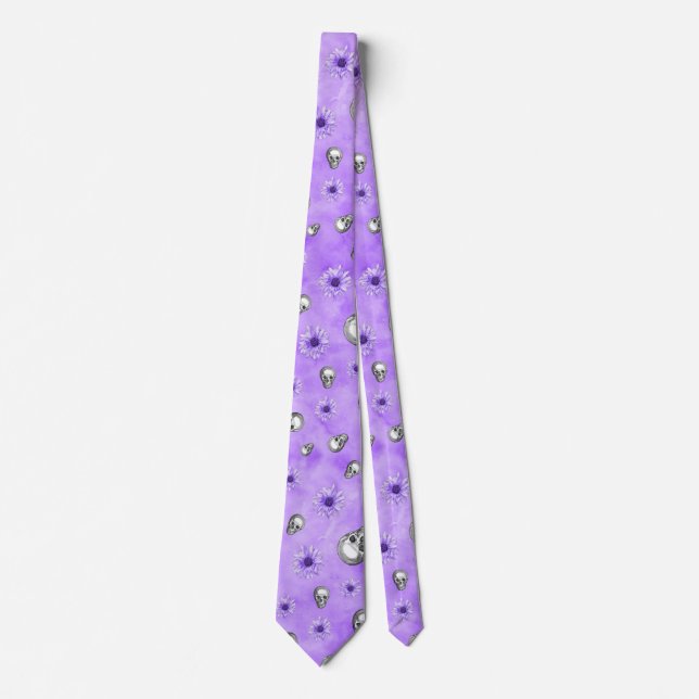 Gravata Cascas de roxo e de girassol, Design 4 (Frente)