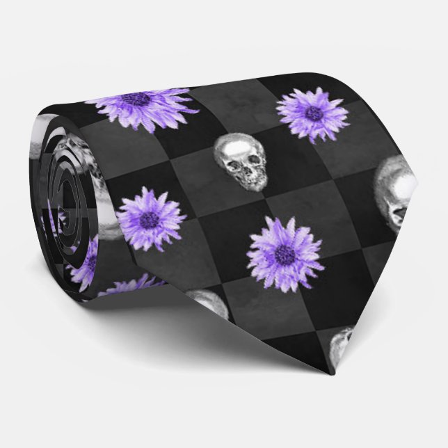 Gravata Cascas de roxo e de girassol, Design 9 (Rolled)