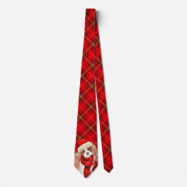 Gravata Cavalier King Charles e Red Xadrez Natal