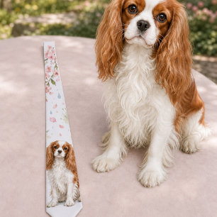 Gravata Cavalier King Charles Spaniel Aquarela de Primaver