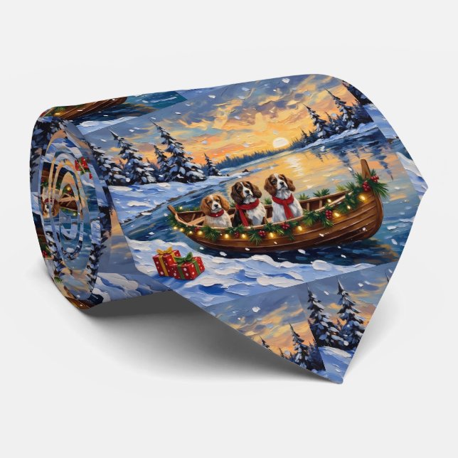 Gravata Cavalier King Charles Spaniel Christmas Boat (Rolled)