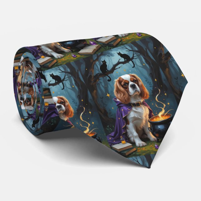 Gravata Cavalier King Charles Spaniel Whimsical Halloween (Rolled)