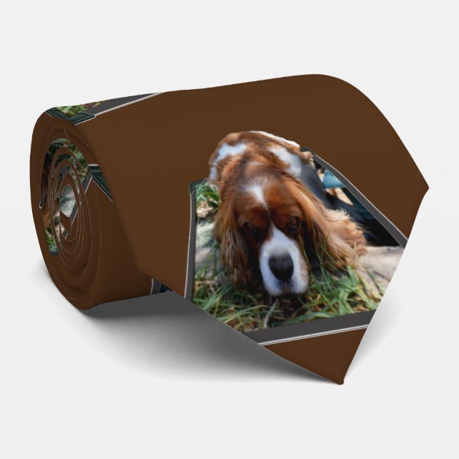 Gravata Cavalier Spaniel Popout Art, Neck Tie (Rolled)