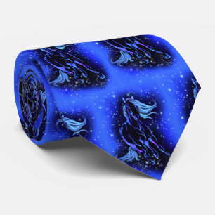 Gravata Cavalo Azul Magico Correndo À Lua À Noite Estrel