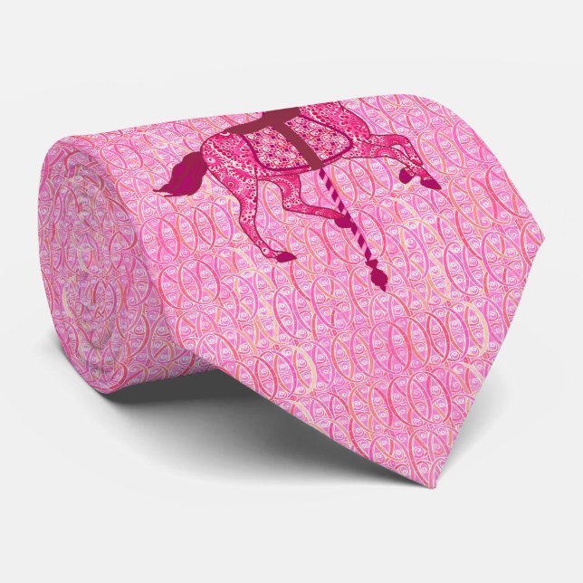 Gravata Cavalo Carrossel - Rosa Fuchsia (Rolled)