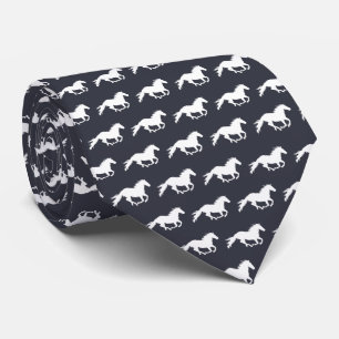 Gravata Cavalo Galopante Branco Torneio de Pescoço Negro