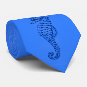 Gravata cavalo marinho gráfico em azul