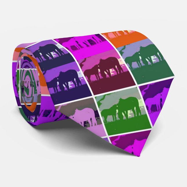 Gravata Cavalos de pop Art (Rolled)