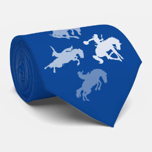 Gravata Cavalos de Rodeo   Azul Profundo