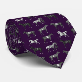 Gravata Cavalos Sela Elegantes Vintage Roxo Escuro