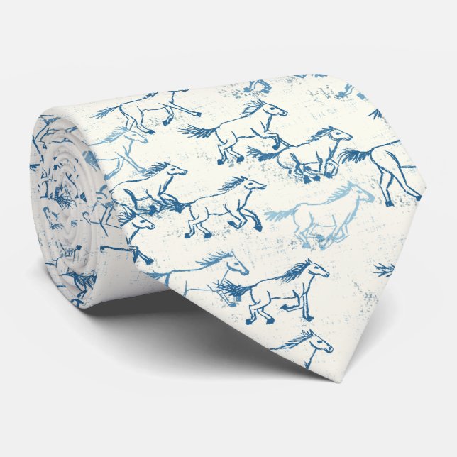 Gravata Cavalos Selvagens Selvagens Indigo Tie (Rolled)