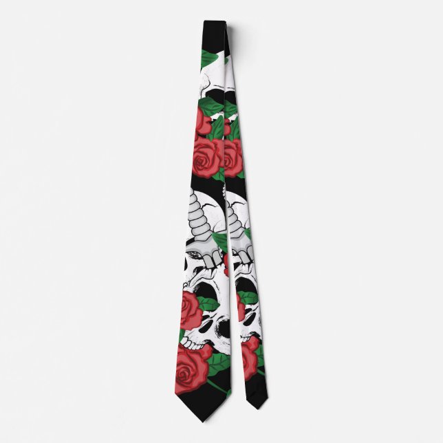 Gravata Caveira e Rosas (Frente)