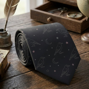 Gravata Celestial Crow Dark Academia Masculino