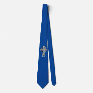 Gravata Celtic Cross on Blue Background