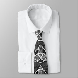 Gravata .Celtic Trinity Knot Black, Cinza, White Tie