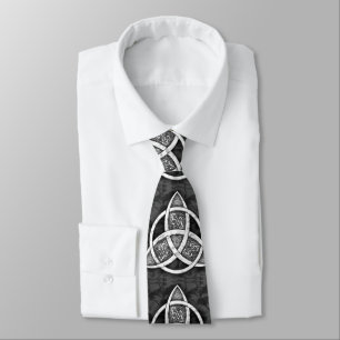Gravata .Celtic Trinity Knot Black, Cinza, White Tie