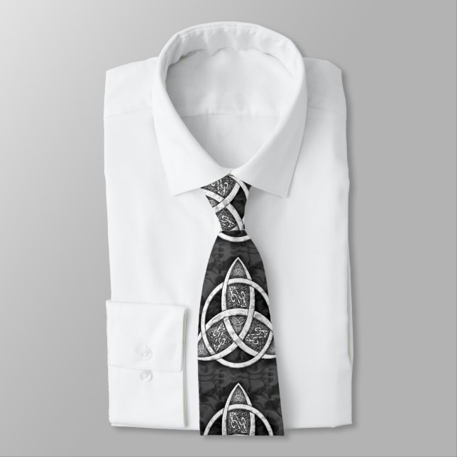 Gravata .Celtic Trinity Knot Black, Cinza, White Tie (Amarrado)