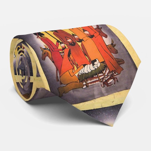 Gravata Cena africana da natividade do Natal (Rolled)