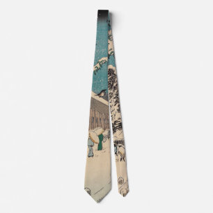 Gravata Cena de inverno de Hiroshige Japão ukiyo-e antiga