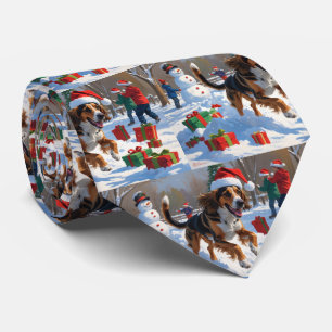 Gravata Cena de neve festiva de Natal do Afghan Hound