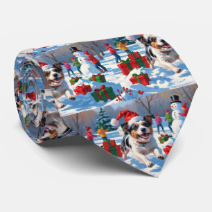 Gravata Cena Festiva de Neve Terrier Christmas australiana