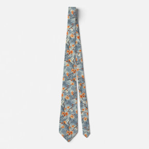 Gravata Cena Floral em Azul