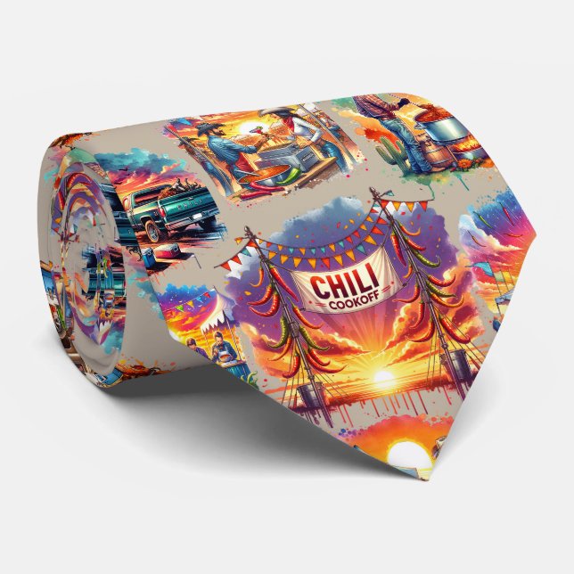 Gravata Cenas de Cookoff de Chili Ocidental 1 (Rolled)