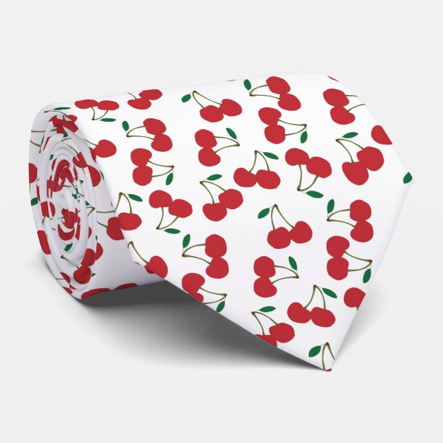 Gravata cereja vermelha fundo branco (Rolled)