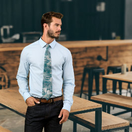 Gravata Cestos de Ondas Brancas Azuis Azuis de Caribe Mono