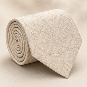 Gravata Champagne Creme Damask Diamante Real Jacquard