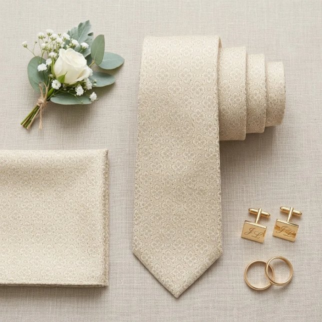 Gravata Champagne Marfim Micro-Jacquard (Criador carregado)