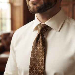 Gravata Champagne Marrom Art Déco