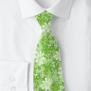Gravata Chartreuse Floral Batik