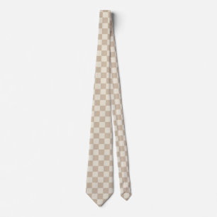 Gravata Checkerboard castanho e bege