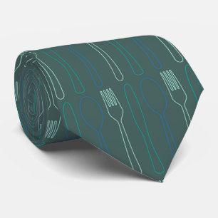 Gravata Chef Patternado de Forca Azul-Teal Fork
